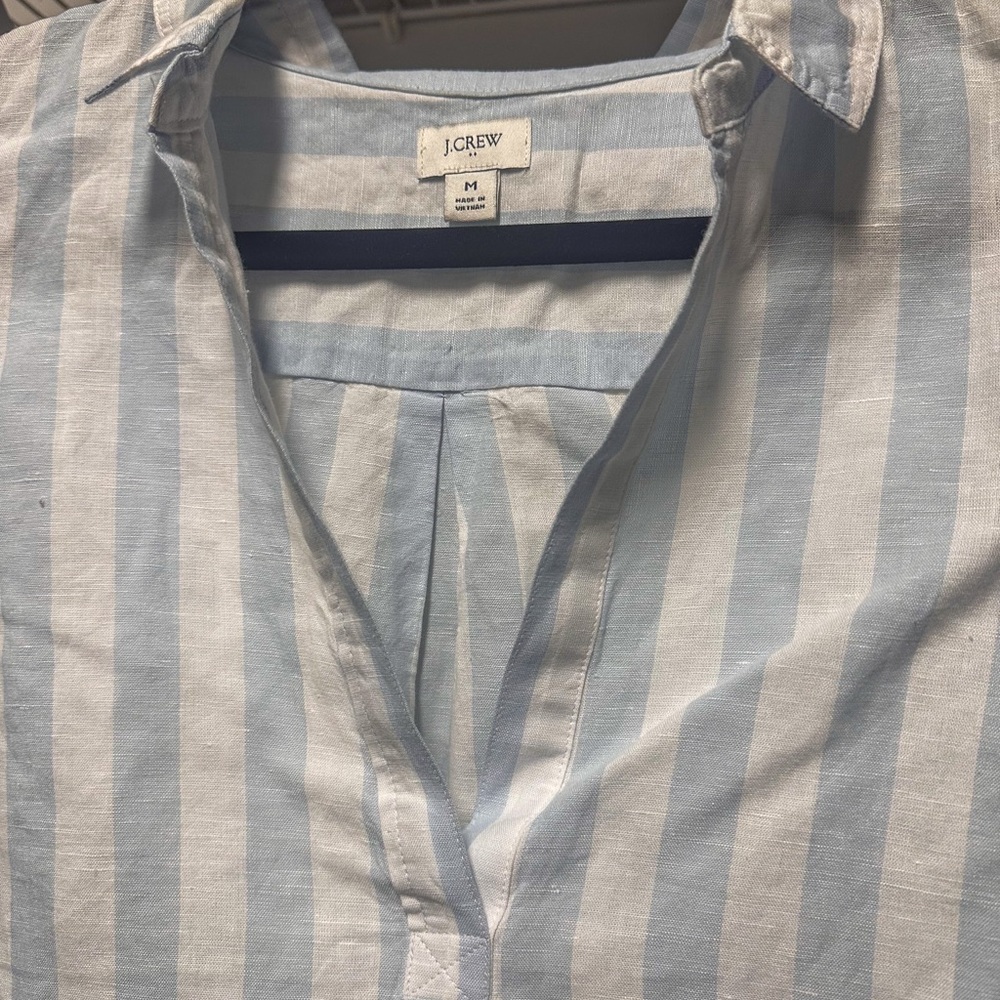 J. Crew Light Blue & White Striped Linen Sleeveless Blouse | Summer Classic EUC - Picture 2 of 6